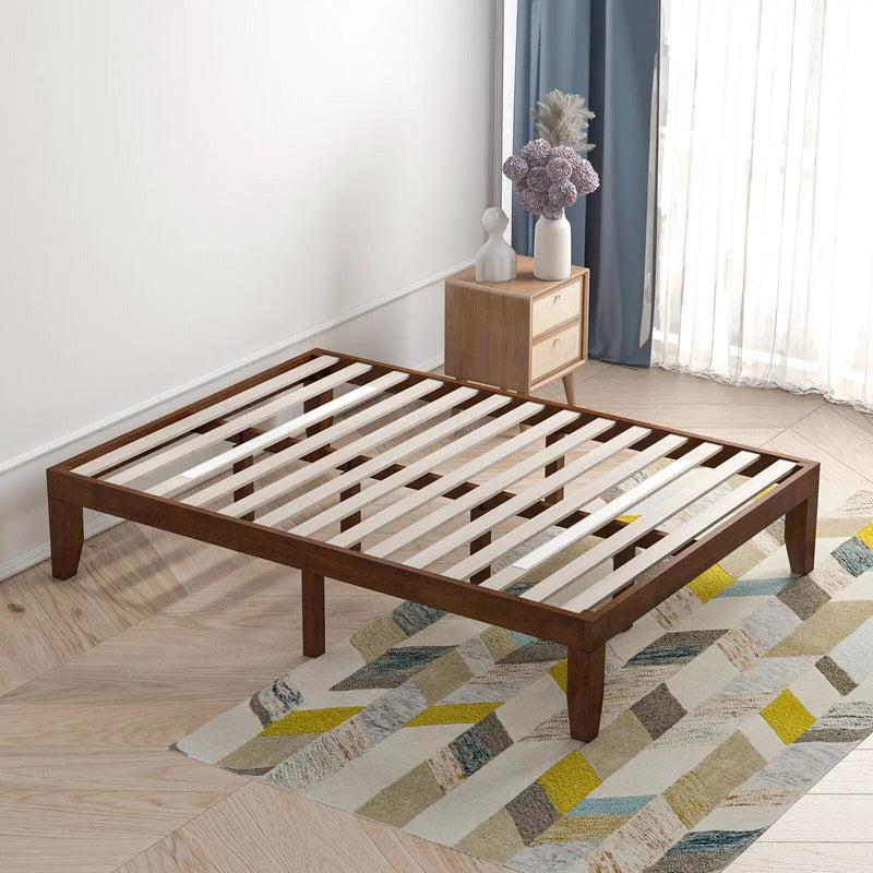 14 Inch Full Size Wood Platform Bed Frame with Wood Slat Support by DirectDeals
