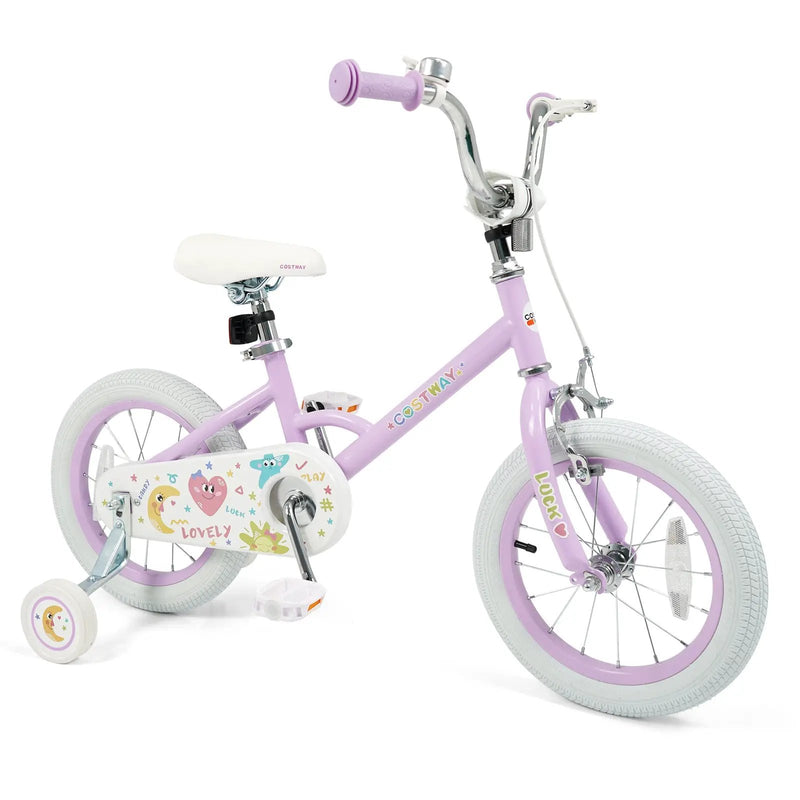 Kids Bike 12-18 Inch with Training Wheels - Purple by DirectDeals