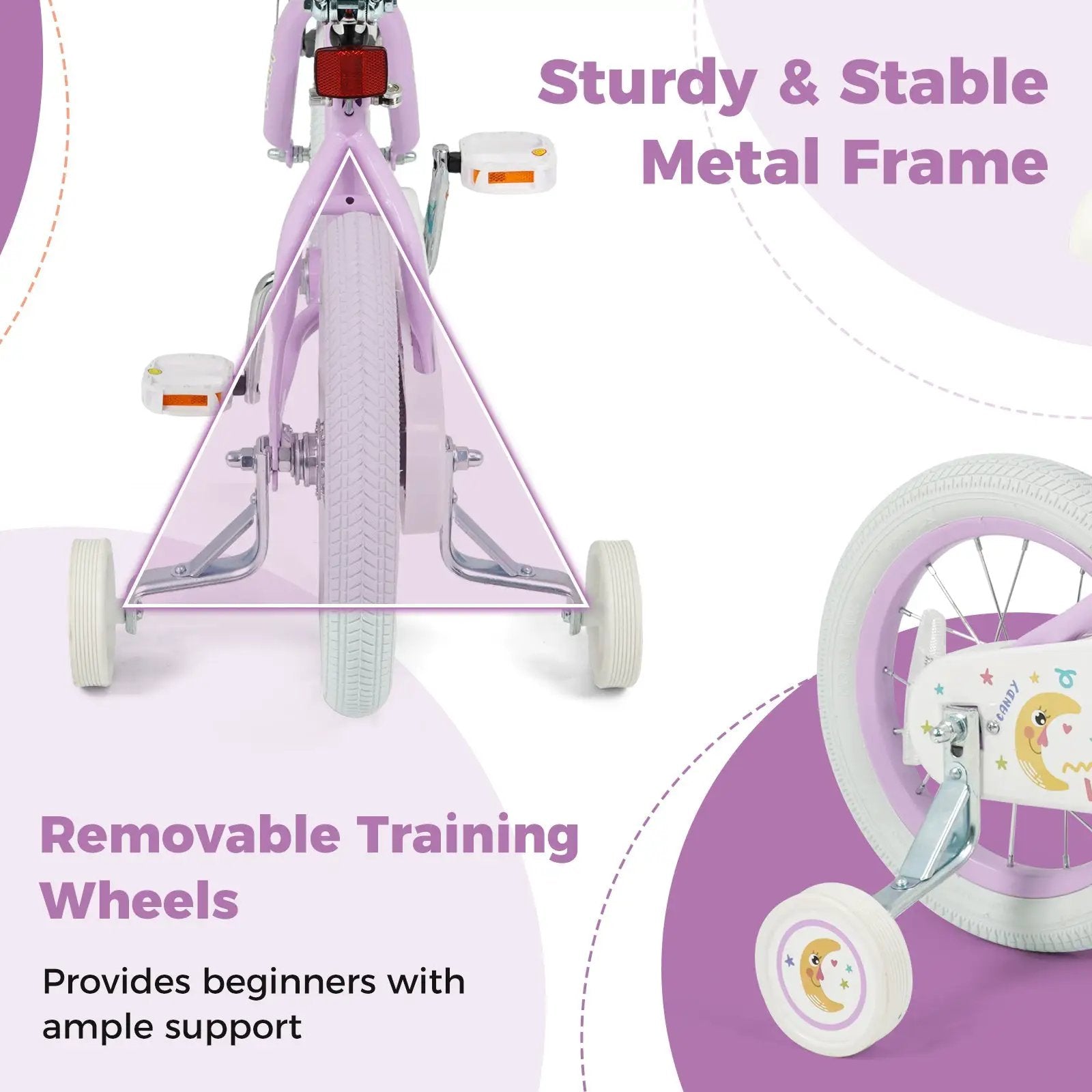Kids Bike 12-18 Inch with Training Wheels - Purple by DirectDeals