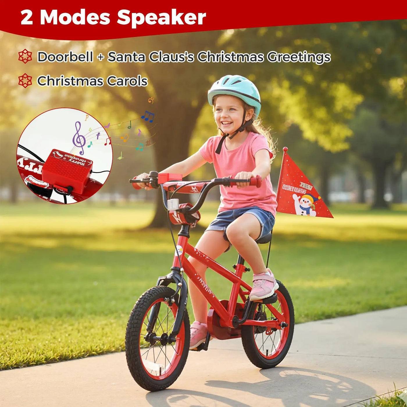 Kids Bike 12-18 Inch with Training Wheels & Christmas Music by DirectDeals