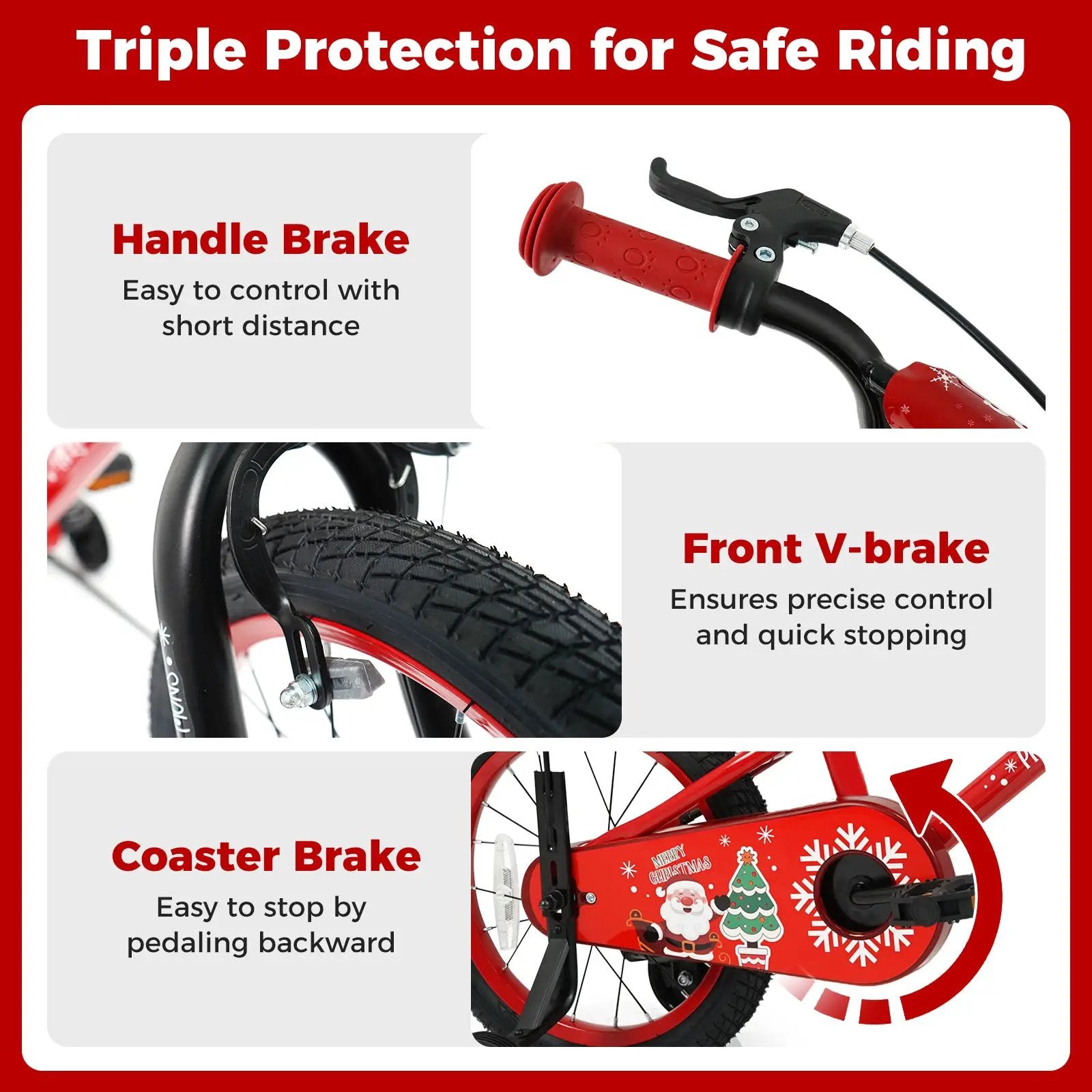 Kids Bike 12-18 Inch with Training Wheels & Christmas Music by DirectDeals
