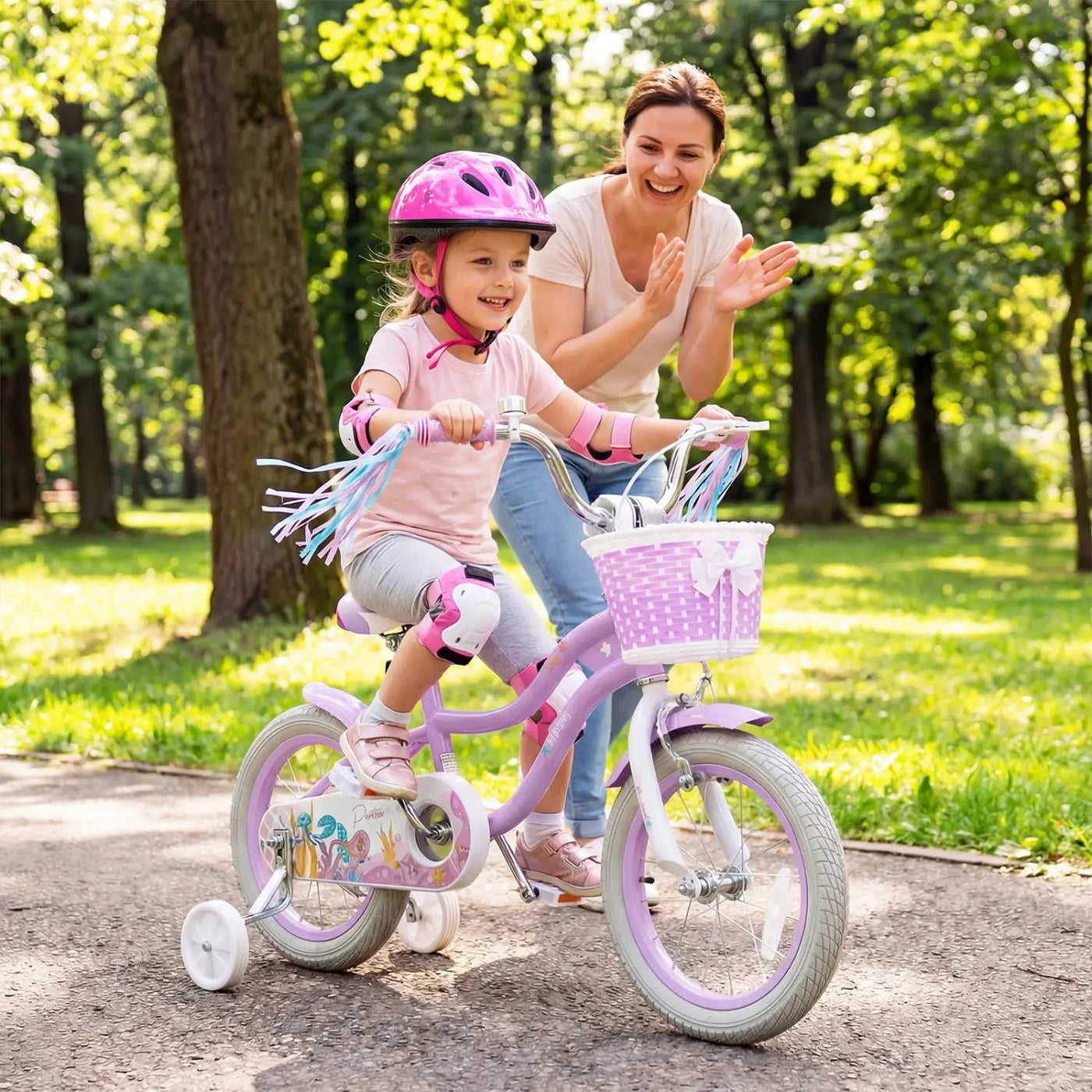 Kids Bike 12-20 Inch with Training Wheels & Basket Purple by DirectDeals