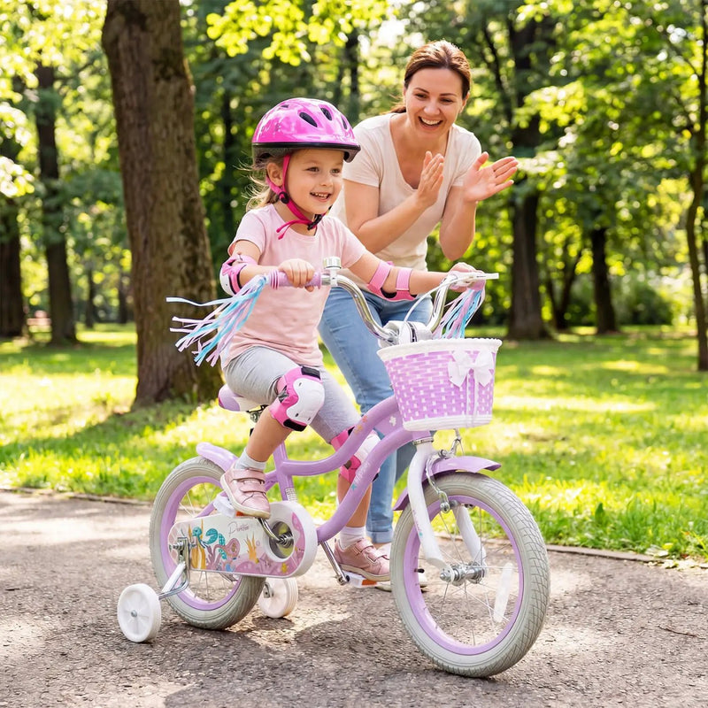 Kids Bike 12-20 Inch with Training Wheels & Basket Purple by DirectDeals