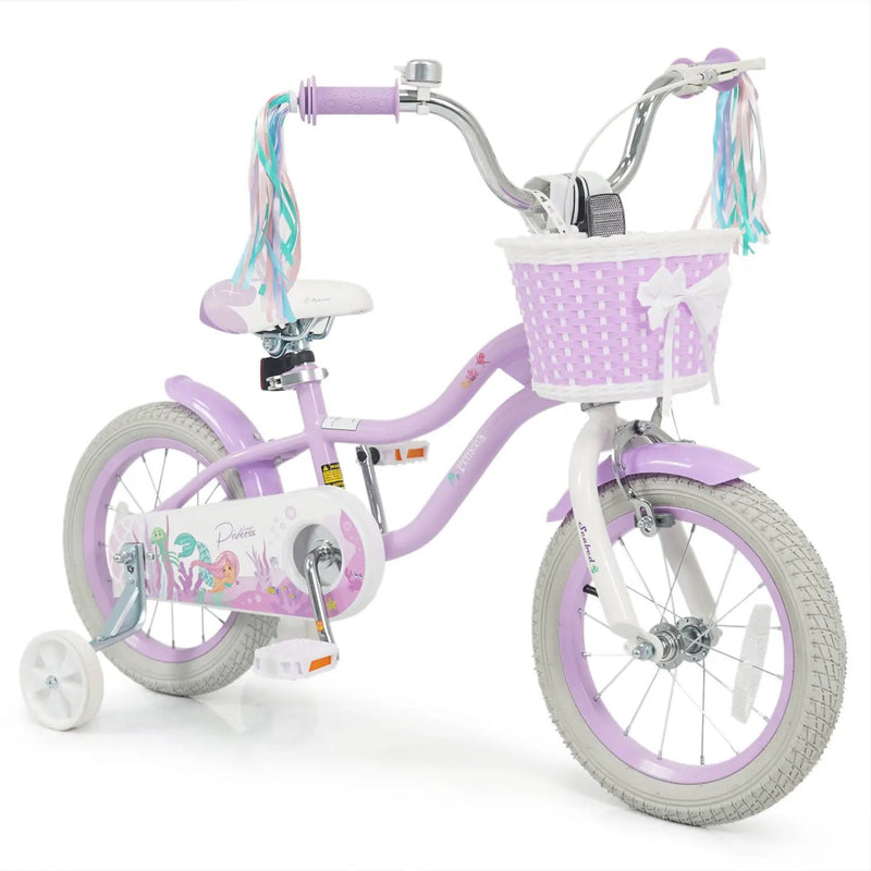 Kids Bike 12-20 Inch with Training Wheels & Basket Purple by DirectDeals