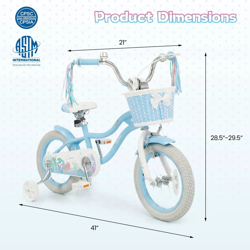 Kids Bike 12-20 Inch with Training Wheels & Basket by DirectDeals