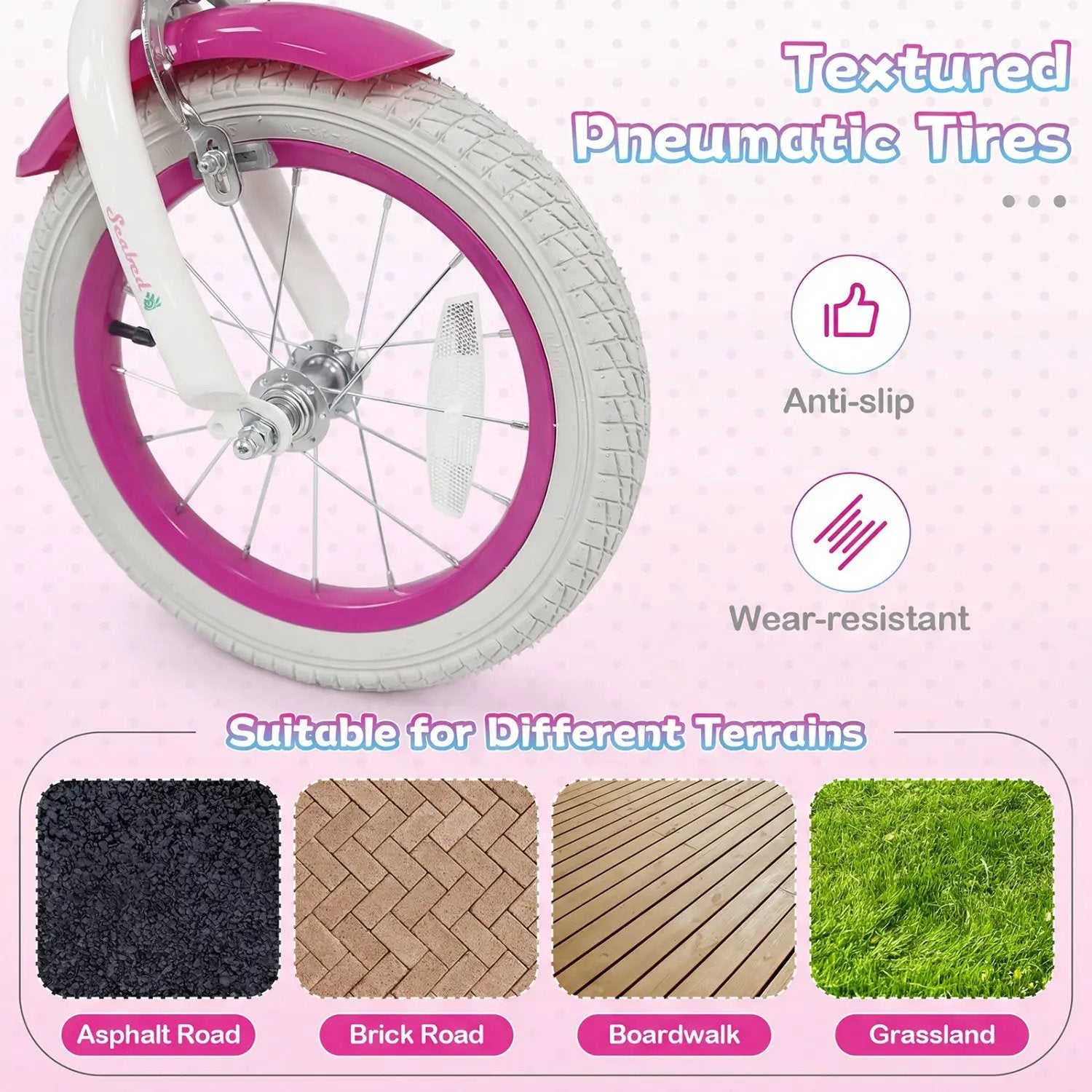 Kids Bike 18-Inch with Training Wheels and Basket Rose Red by DirectDeals