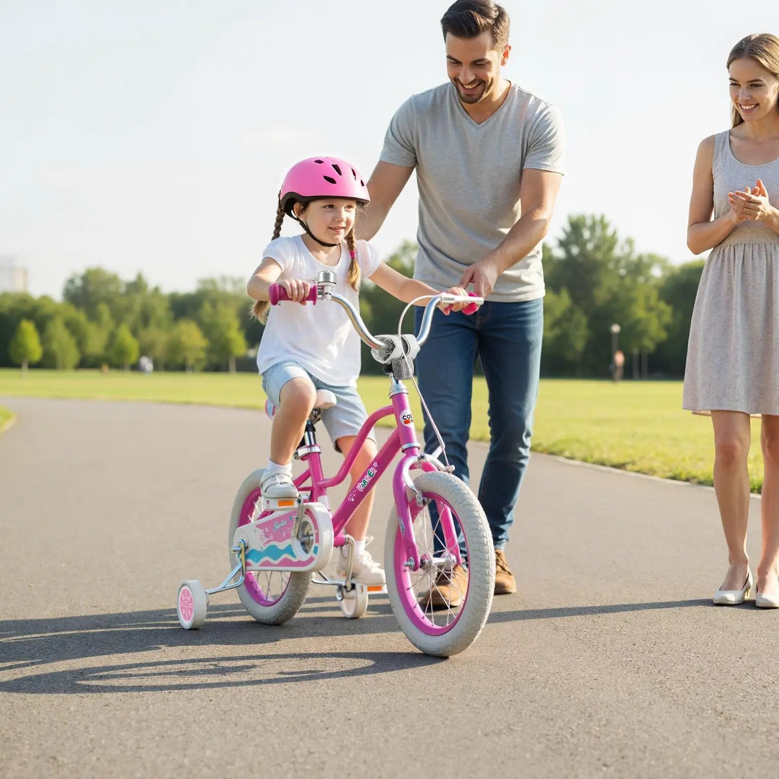 Kids Bike 12-18 Inch with Training Wheels - Pink by DirectDeals