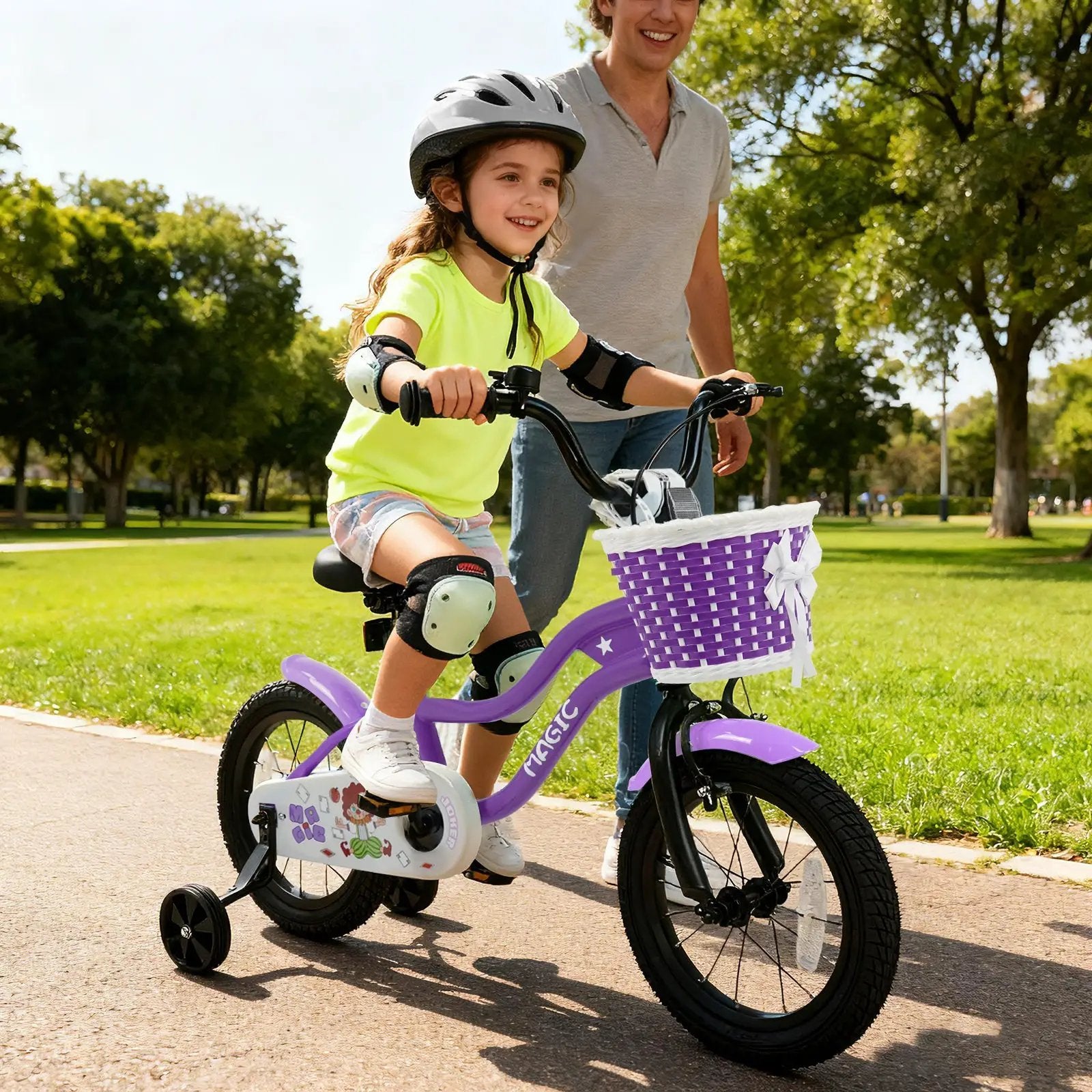 Kids Bike with Training Wheels 12-18 Inch - Purple by DirectDeals