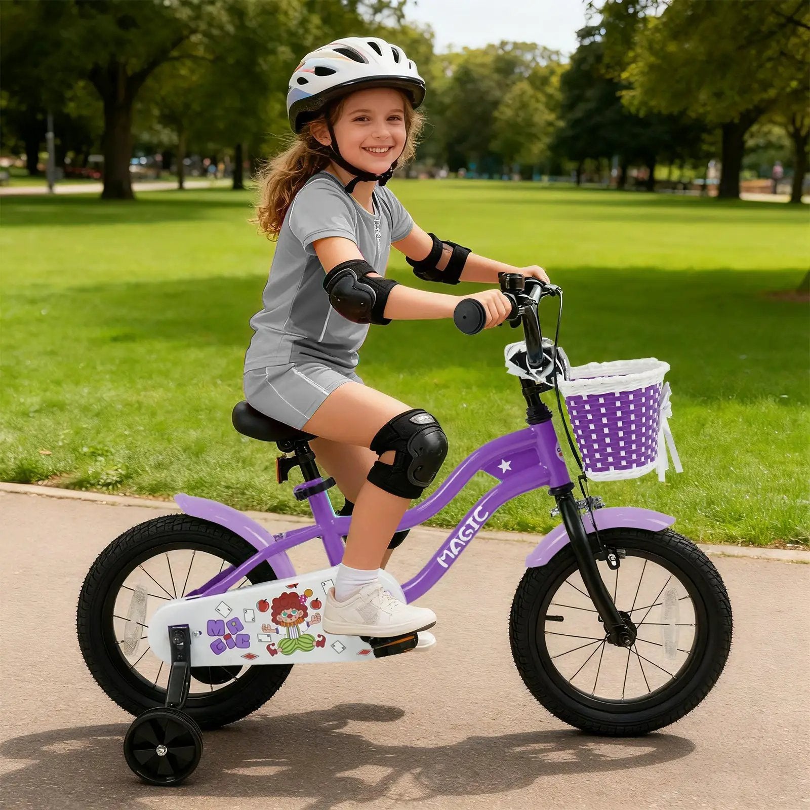 Kids Bike with Training Wheels 12-18 Inch - Purple by DirectDeals