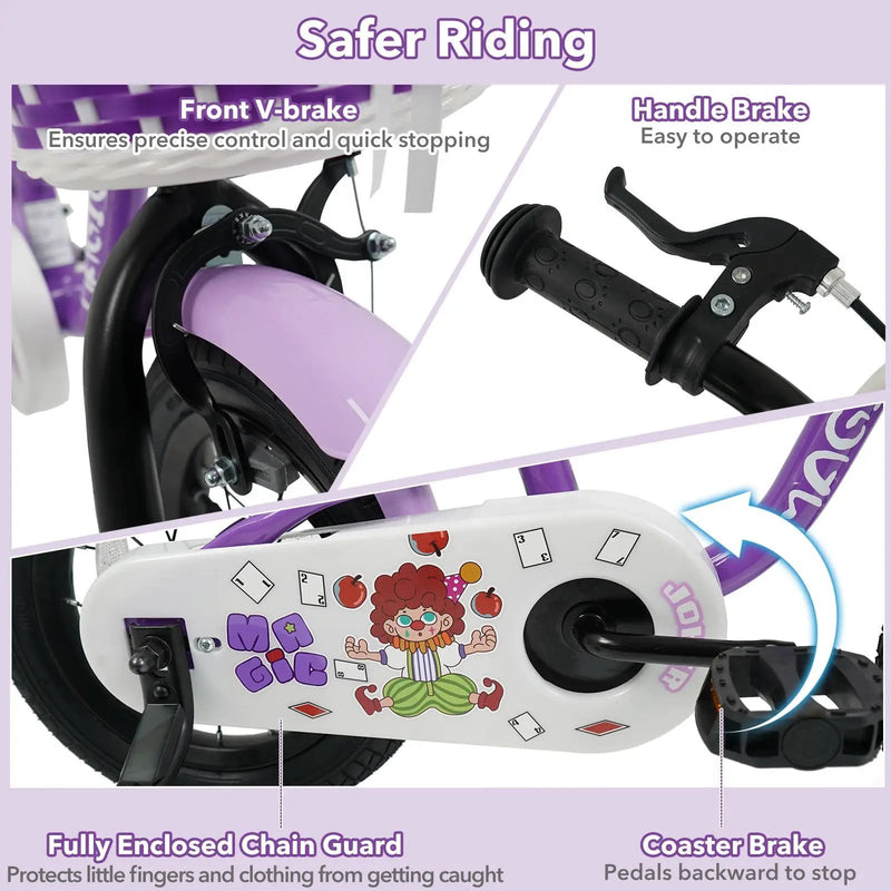 Kids Bike with Training Wheels 12-18 Inch - Purple by DirectDeals
