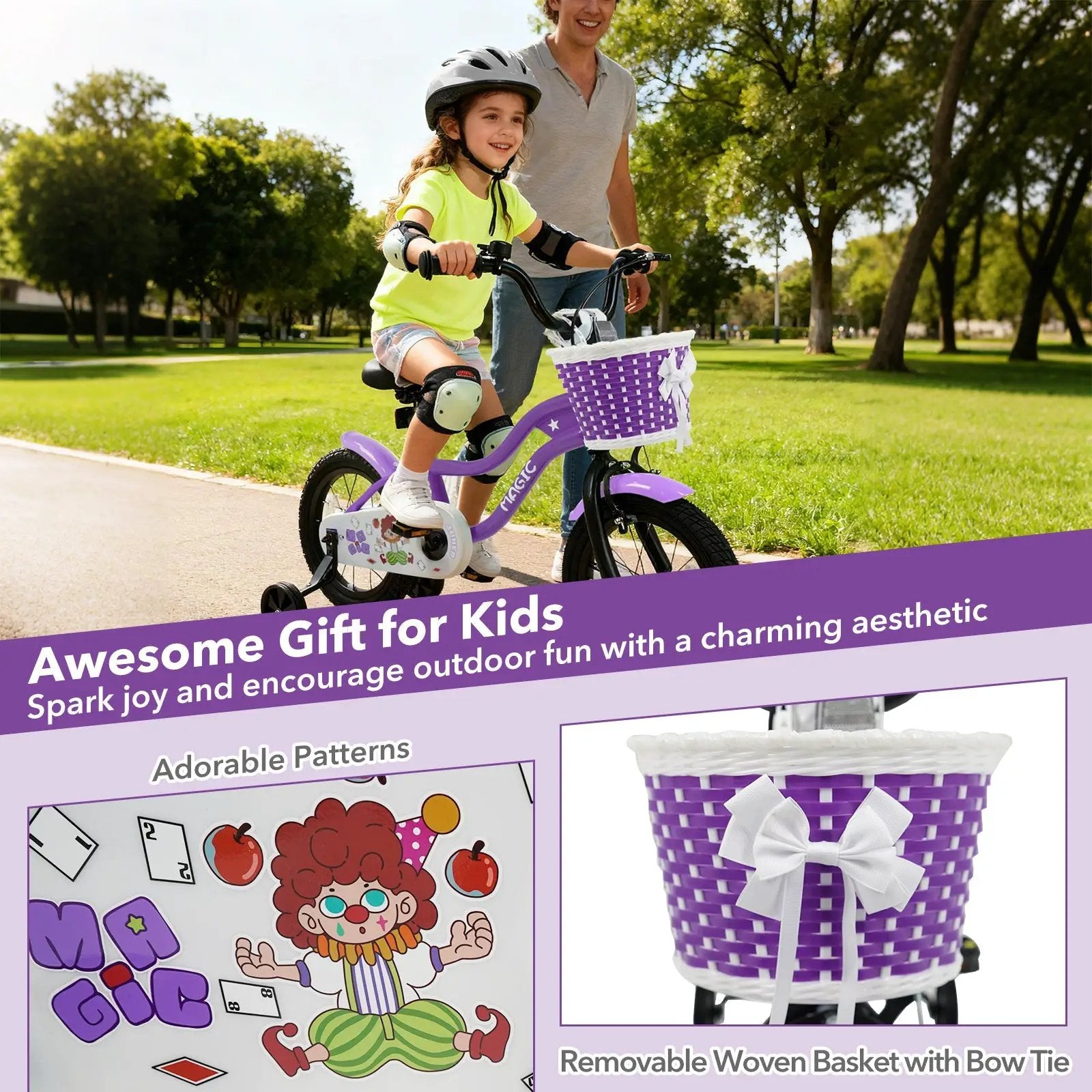 Kids Bike with Training Wheels 12-18 Inch - Purple by DirectDeals