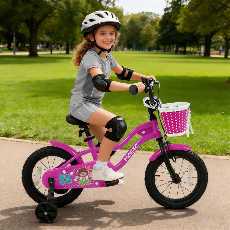 Kids Bike with Training Wheels 12-18 Inch - Magic Rose by DirectDeals