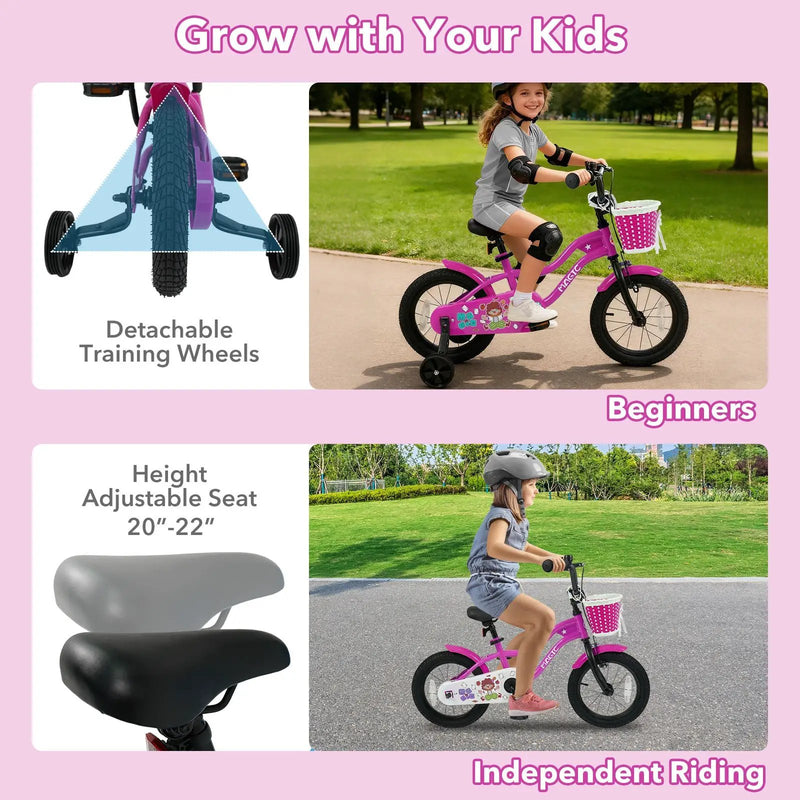 Kids Bike with Training Wheels 12-18 Inch - Magic Rose by DirectDeals
