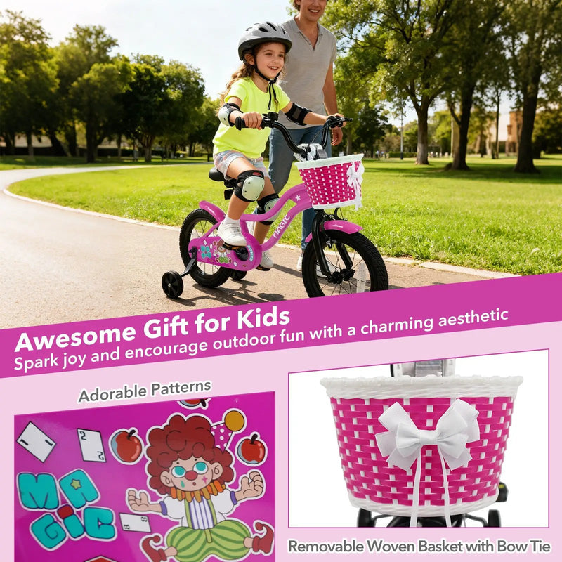 Kids Bike with Training Wheels 12-18 Inch - Magic Rose by DirectDeals