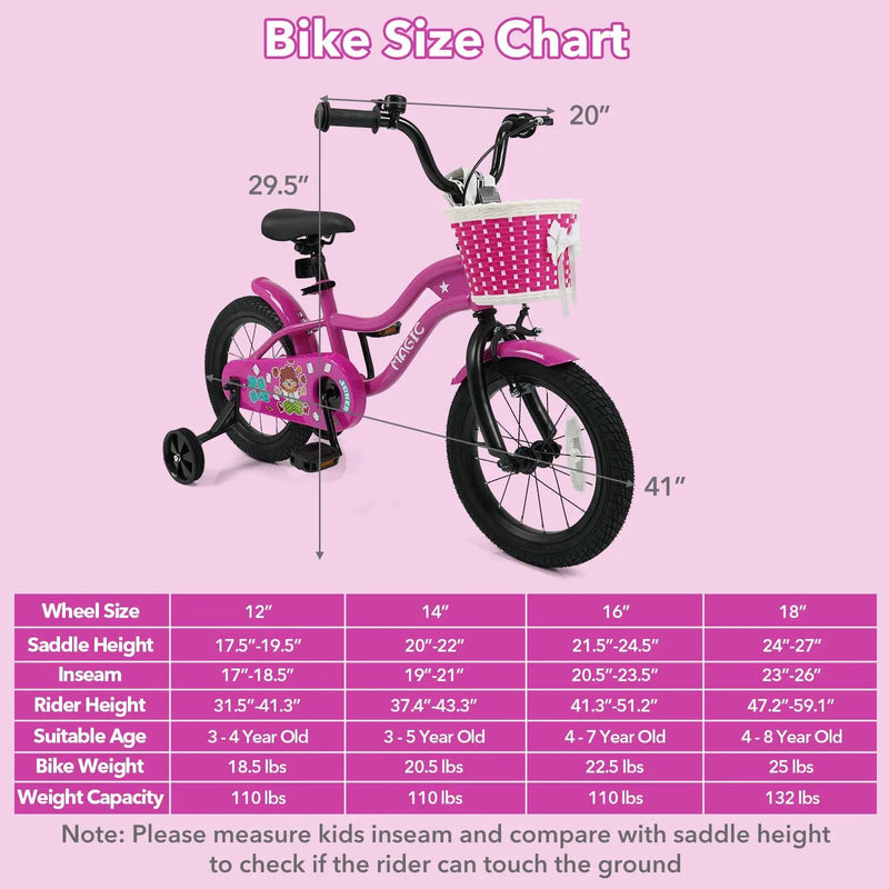 Kids Bike with Training Wheels 12-18 Inch - Magic Rose by DirectDeals