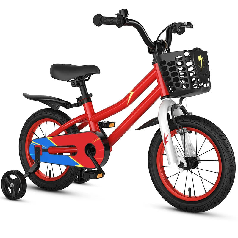 14 Inch Kids Bike Red with Blue Helmet Protective Set by DirectDeals