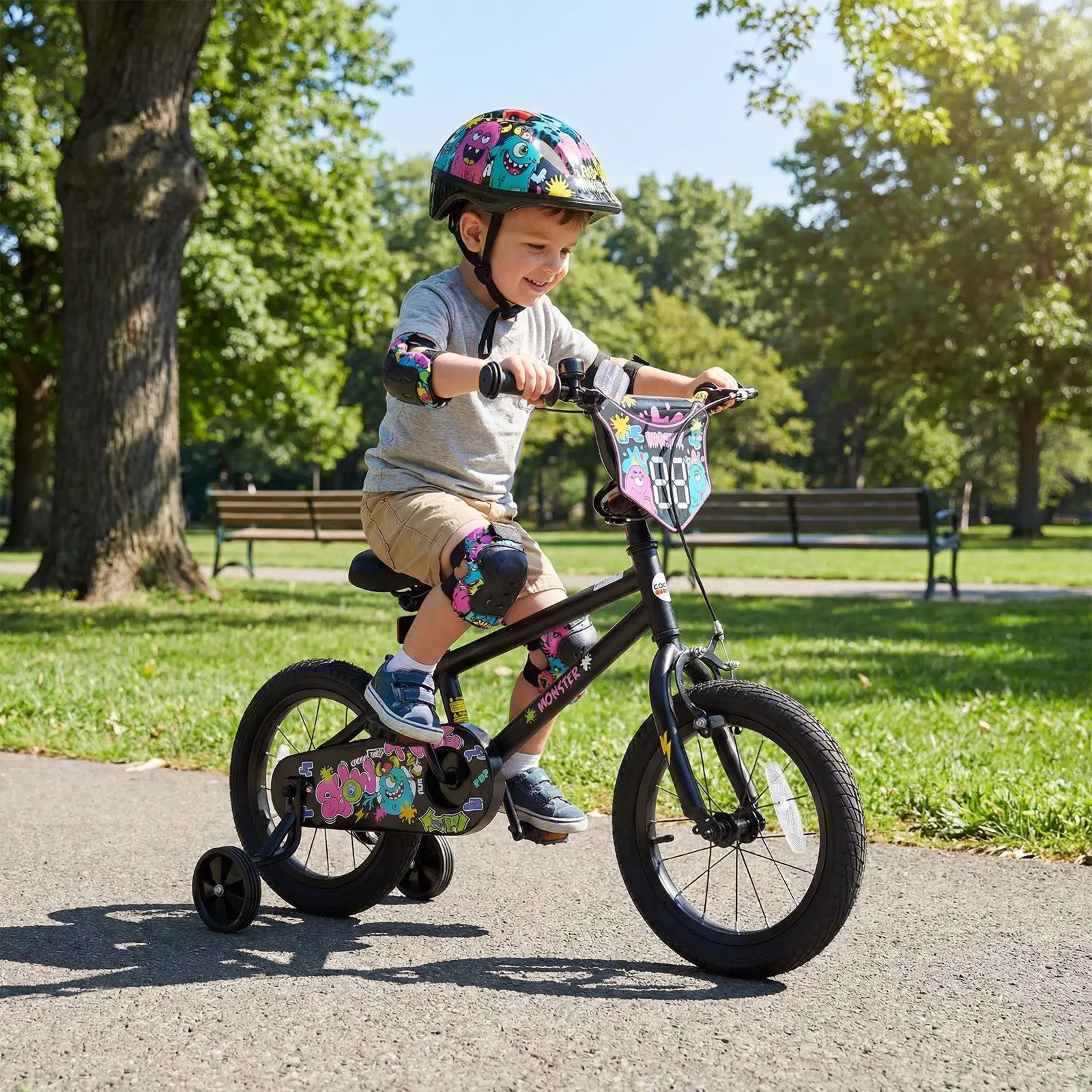 18-Inch Kids Bike with Training Wheels for Ages 4-8 by DirectDeals