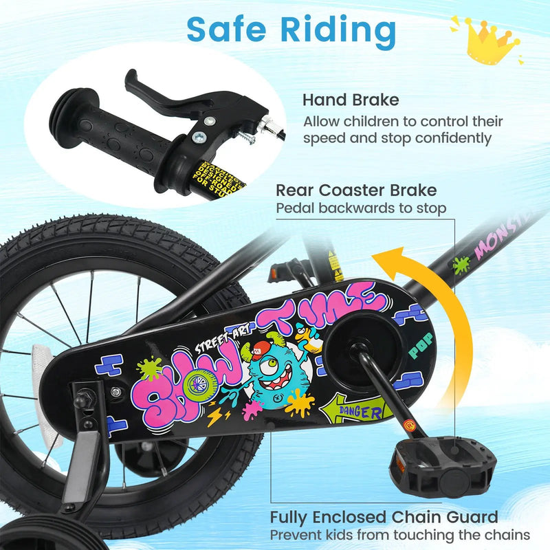18-Inch Kids Bike with Training Wheels for Ages 4-8 by DirectDeals