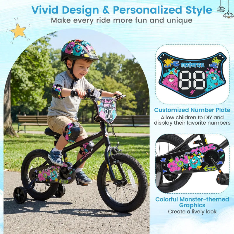 18-Inch Kids Bike with Training Wheels for Ages 4-8 by DirectDeals