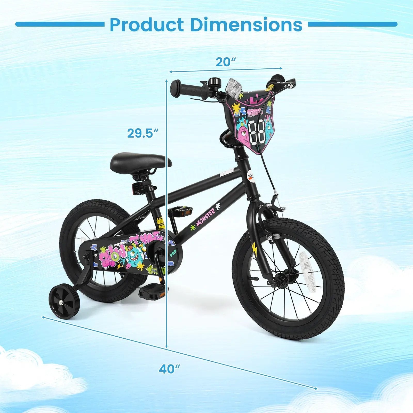 18-Inch Kids Bike with Training Wheels for Ages 4-8 by DirectDeals