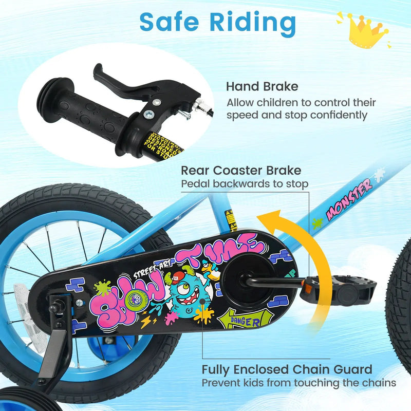 Kids Bike 16 Inch with Training Wheels Ages 4-7 by DirectDeals