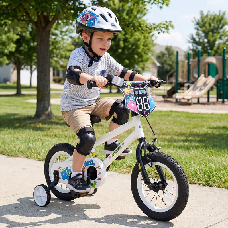 Kids Bike with Training Wheels 12-18 Inch White by DirectDeals