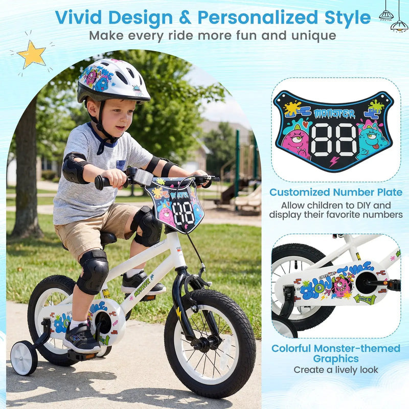 Kids Bike with Training Wheels 12-18 Inch White by DirectDeals