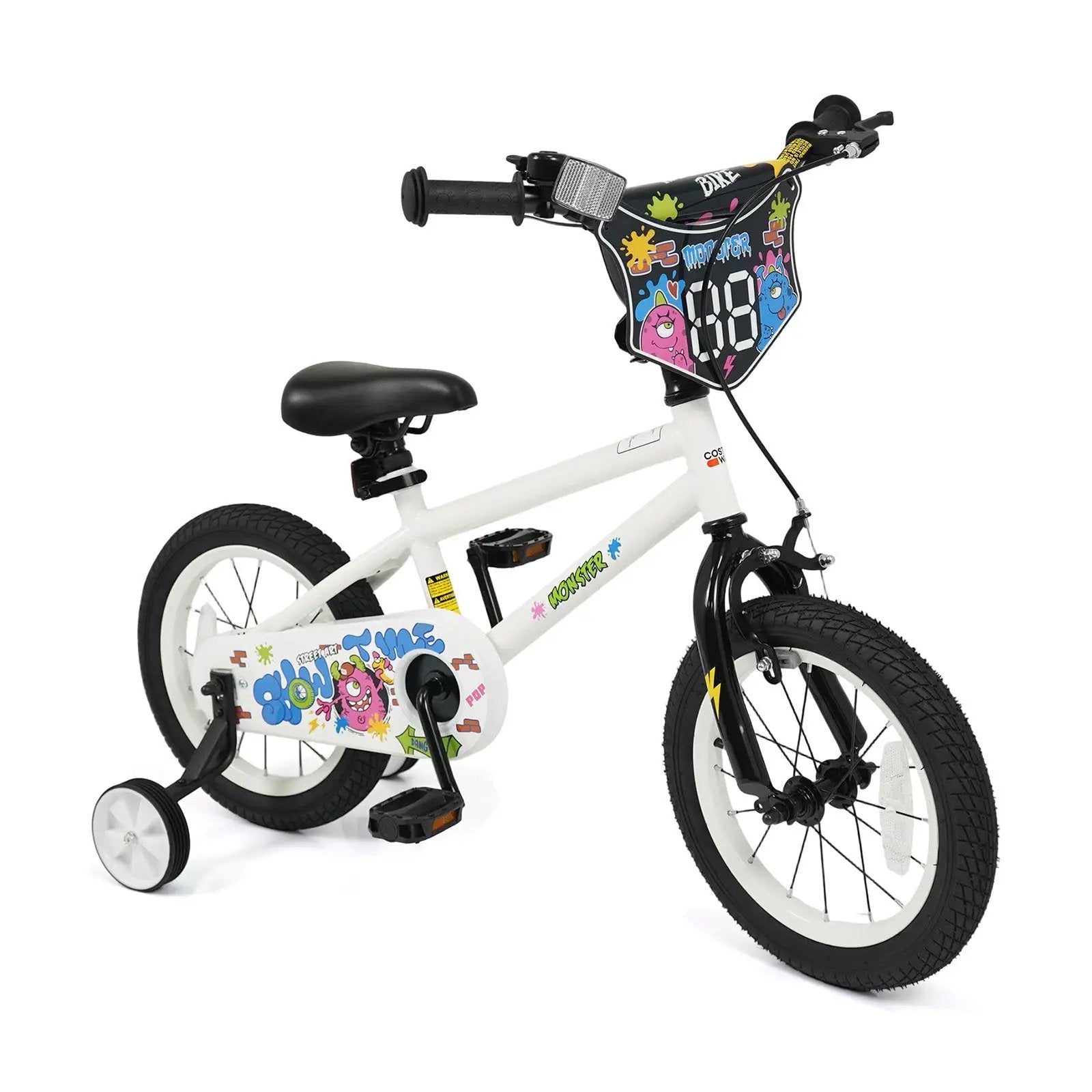 Kids Bike with Training Wheels 12-18 Inch White by DirectDeals