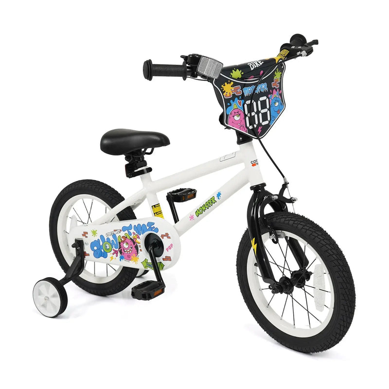 Kids Bike with Training Wheels 12-18 Inch White by DirectDeals
