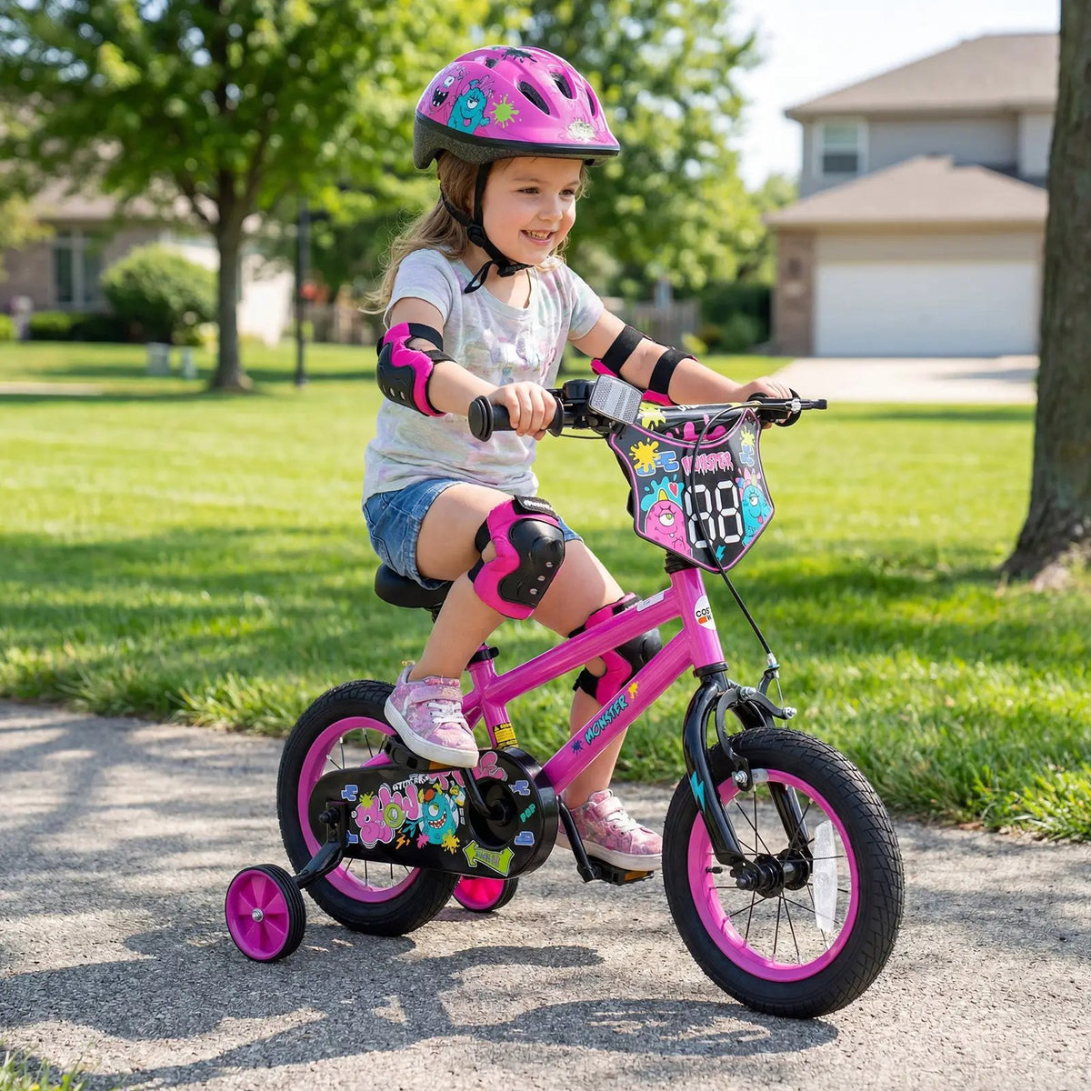 Kids Bike with Training Wheels 12-18 Inch Pink by DirectDeals