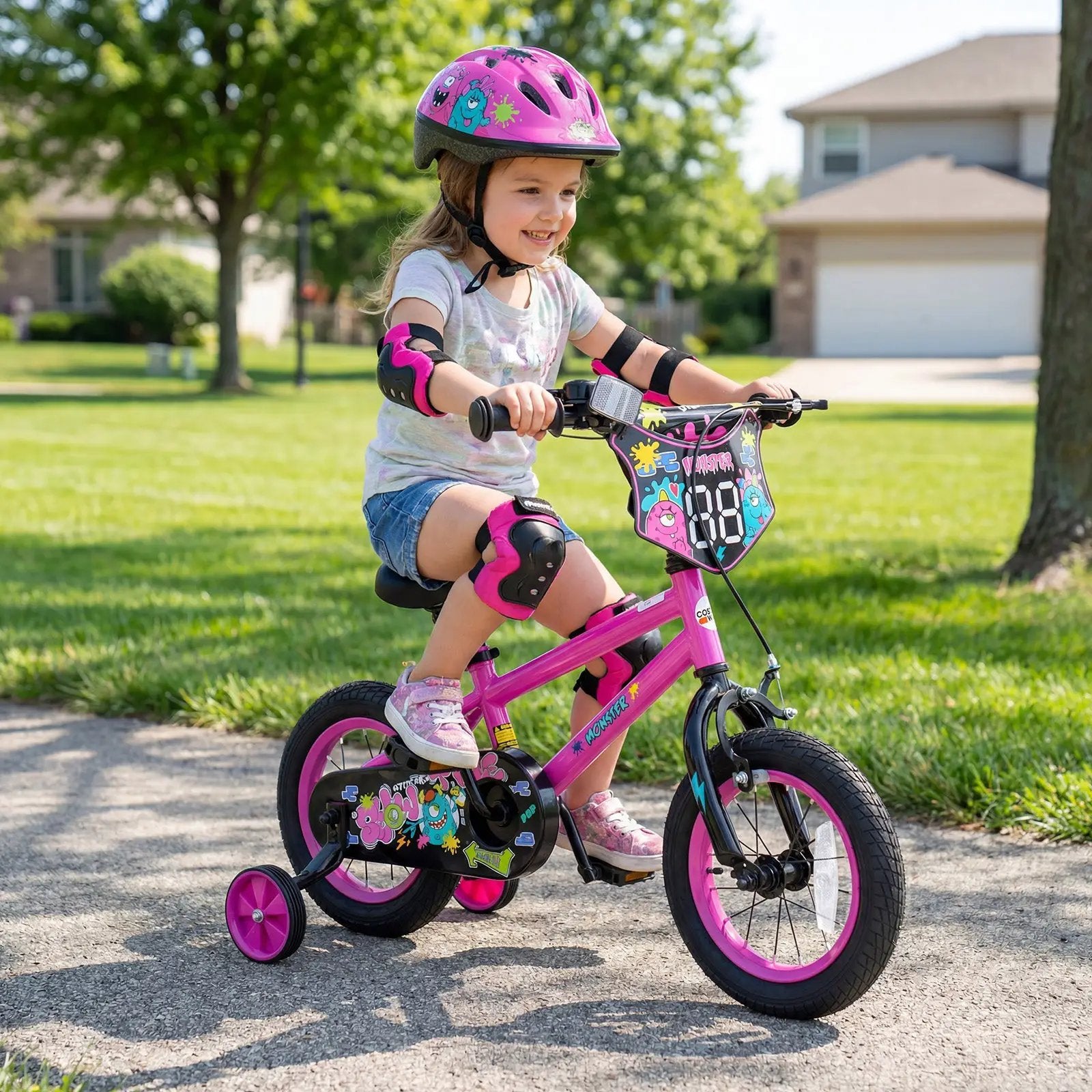 Kids Bike with Training Wheels 12-18 Inch Pink by DirectDeals