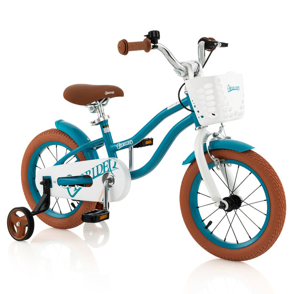 14 Inch Kid's Bike with Removable Training Wheels and Basket-Blue, photo 2 of 8