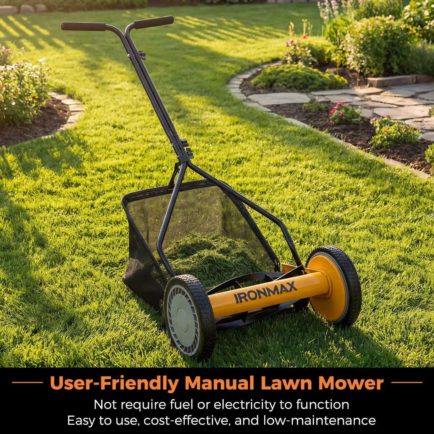 14 Inch Push Lawn Mower with 5 Steel Blades and Grass Catcher Bag by DirectDeals