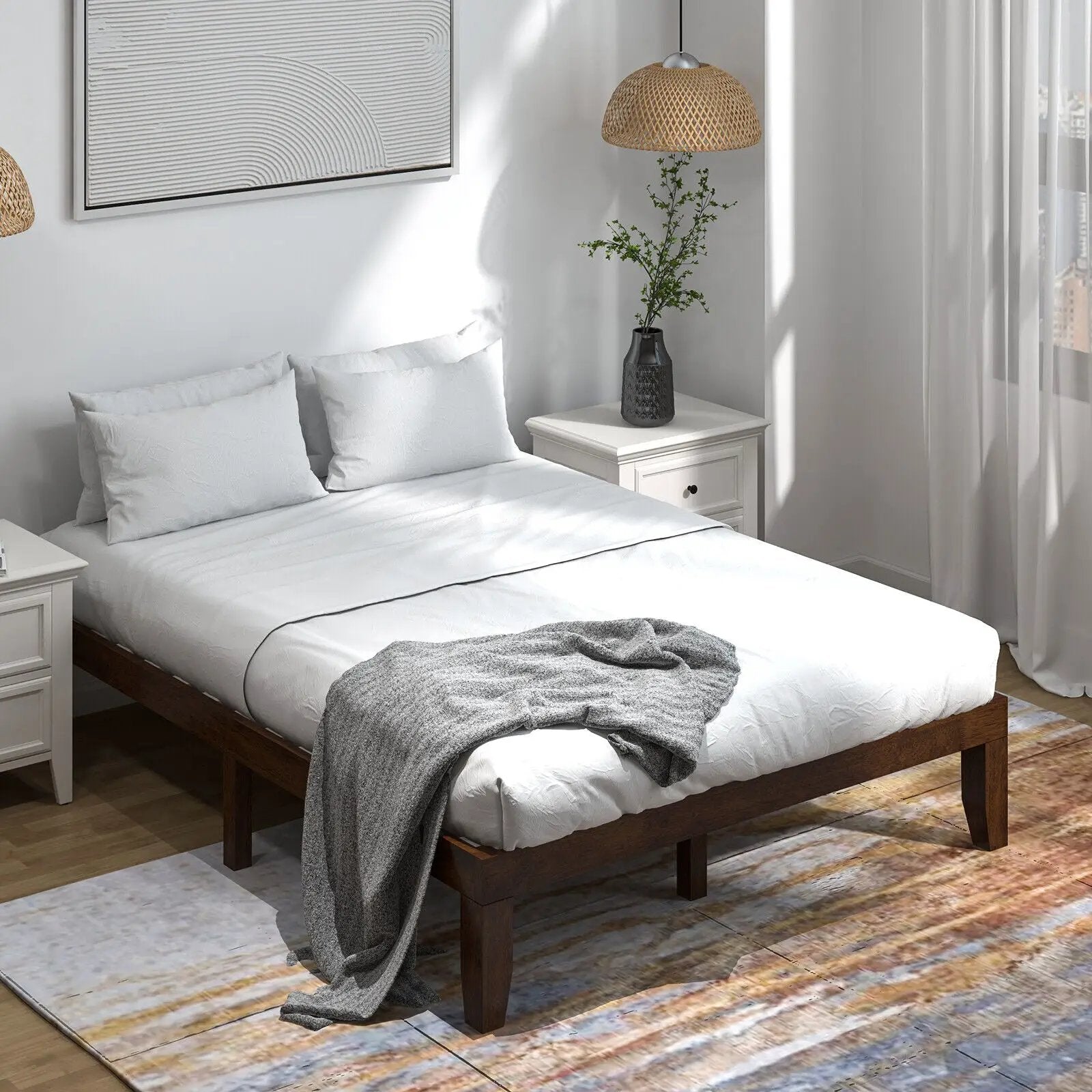 Queen Size 14 Inch Wooden Bed Mattress Frame by DirectDeals