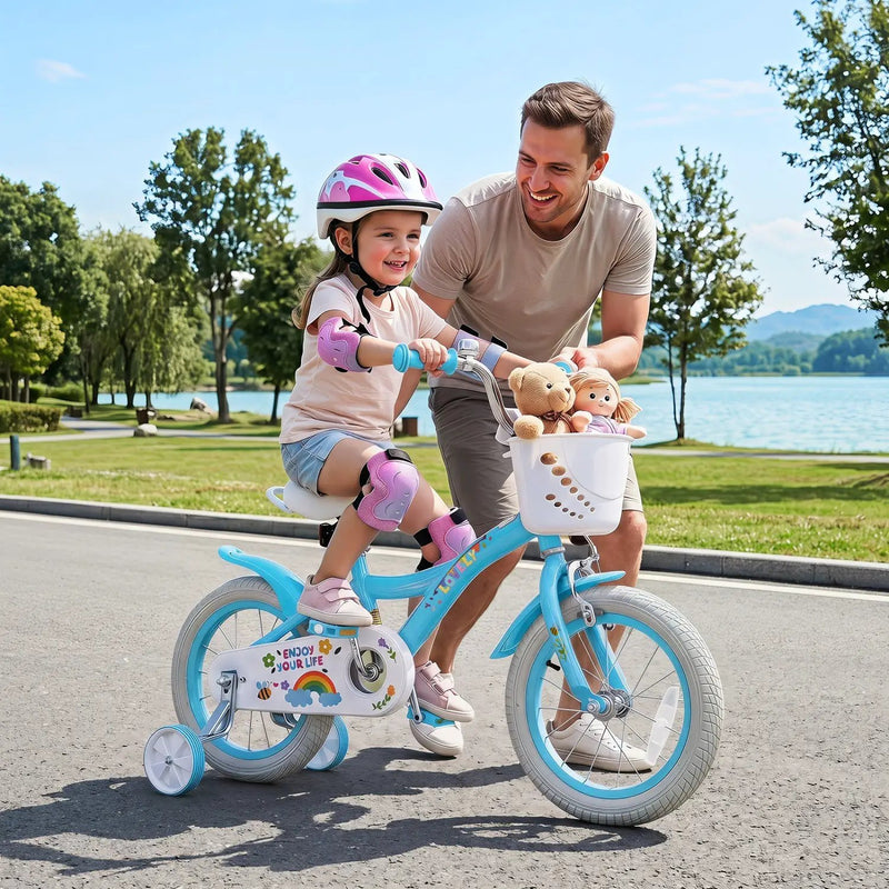 Girls Bike 12-18 Inch with Training Wheels and Basket by DirectDeals
