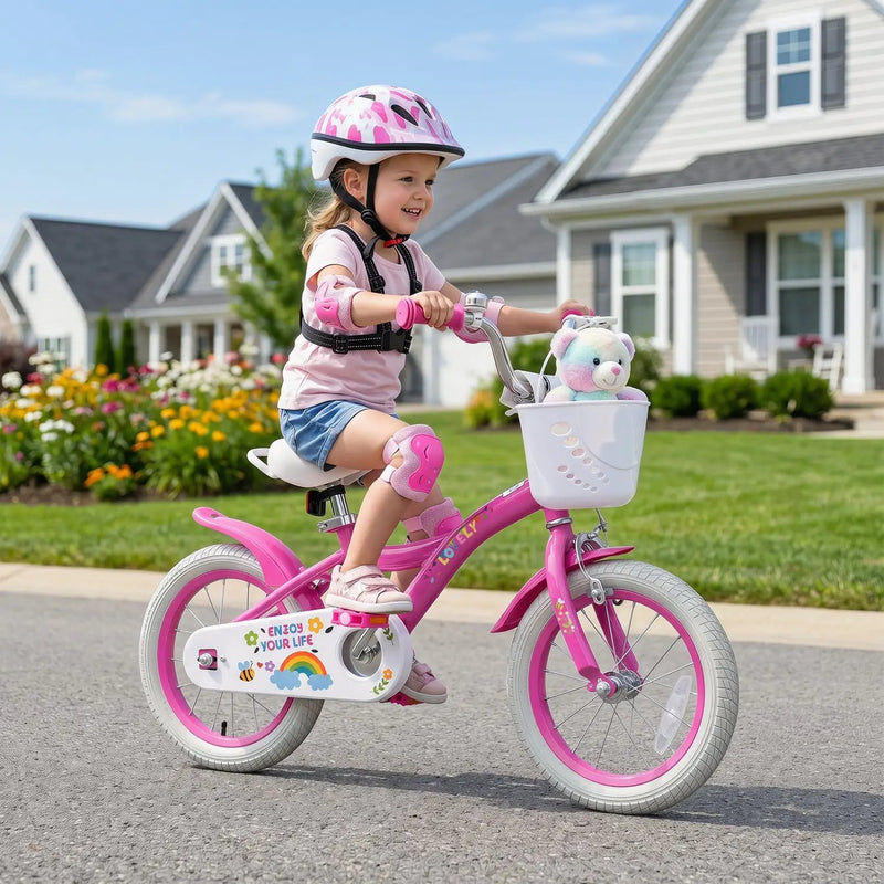 Girls Bike 12-18 Inch with Training Wheels and Basket by DirectDeals