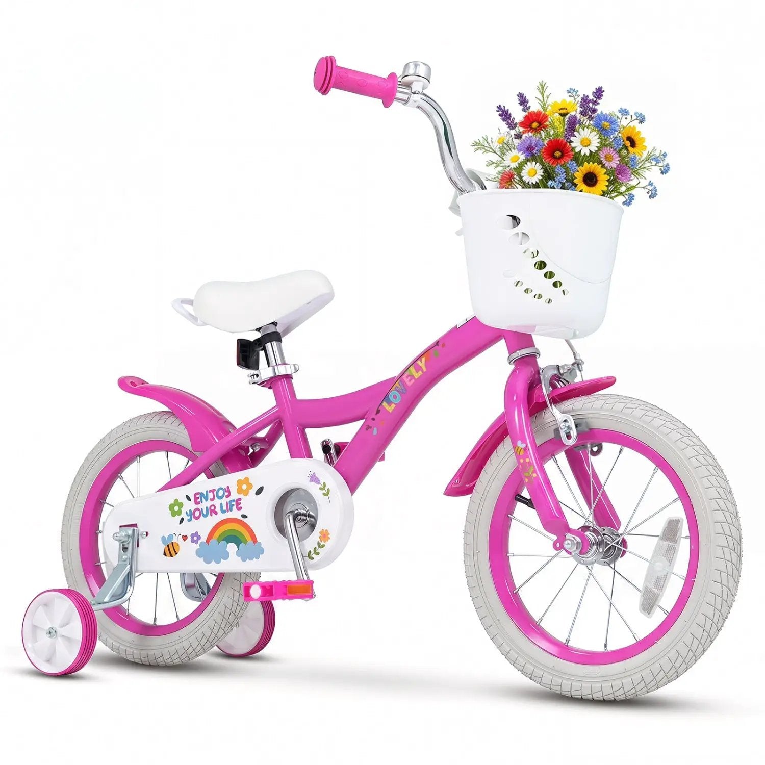 Girls Bike 12-18 Inch with Training Wheels and Basket by DirectDeals
