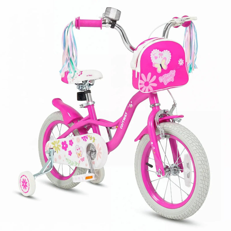 Girls Bike 12-18 Inch with Training Wheels and Front Bag by DirectDeals
