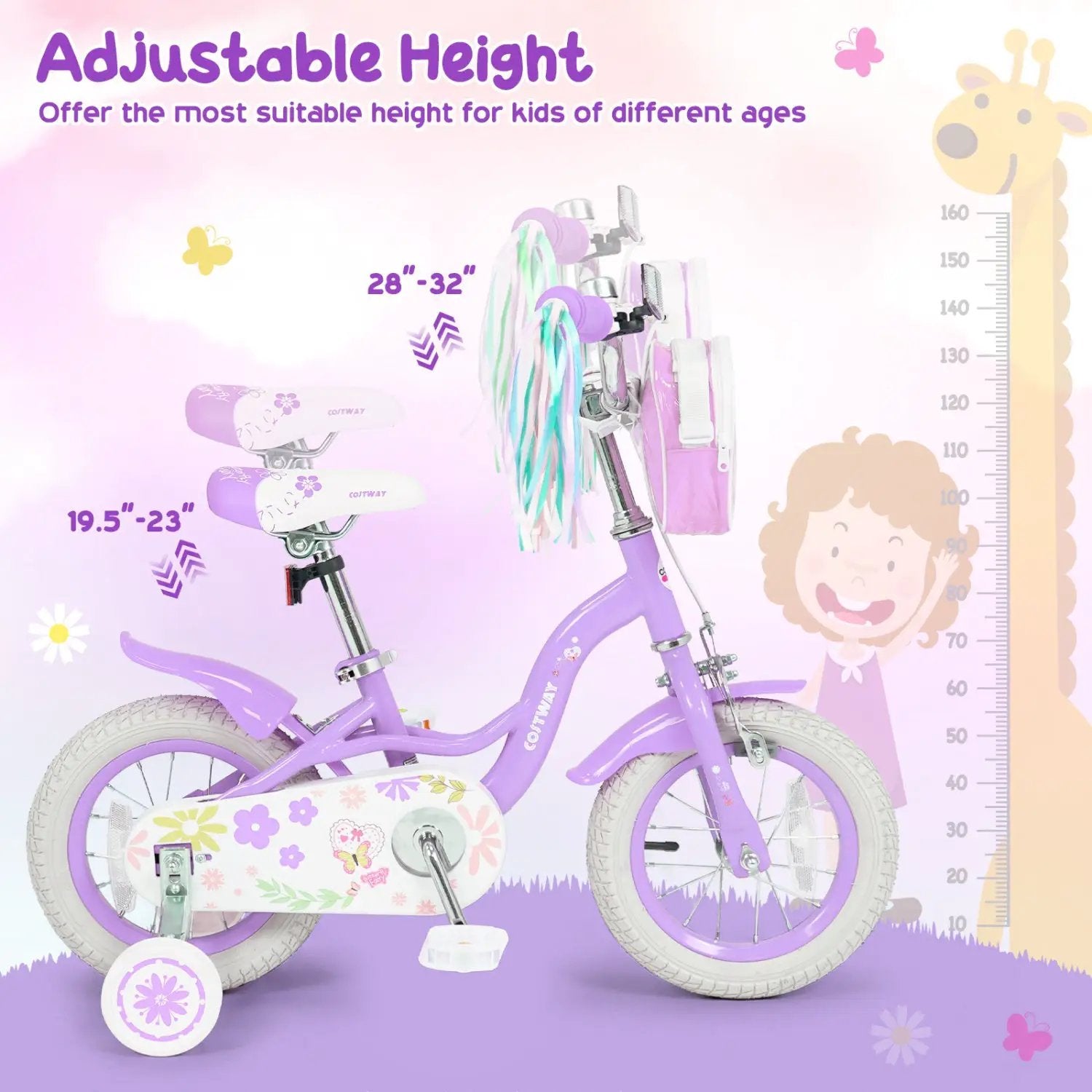 Girls Bike 18 Inch with Training Wheels and Front Bag by DirectDeals