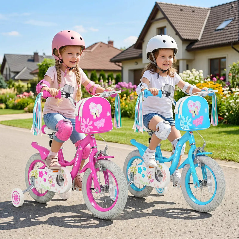Girls Bike 12-18 Inch with Training Wheels and Front Bag by DirectDeals