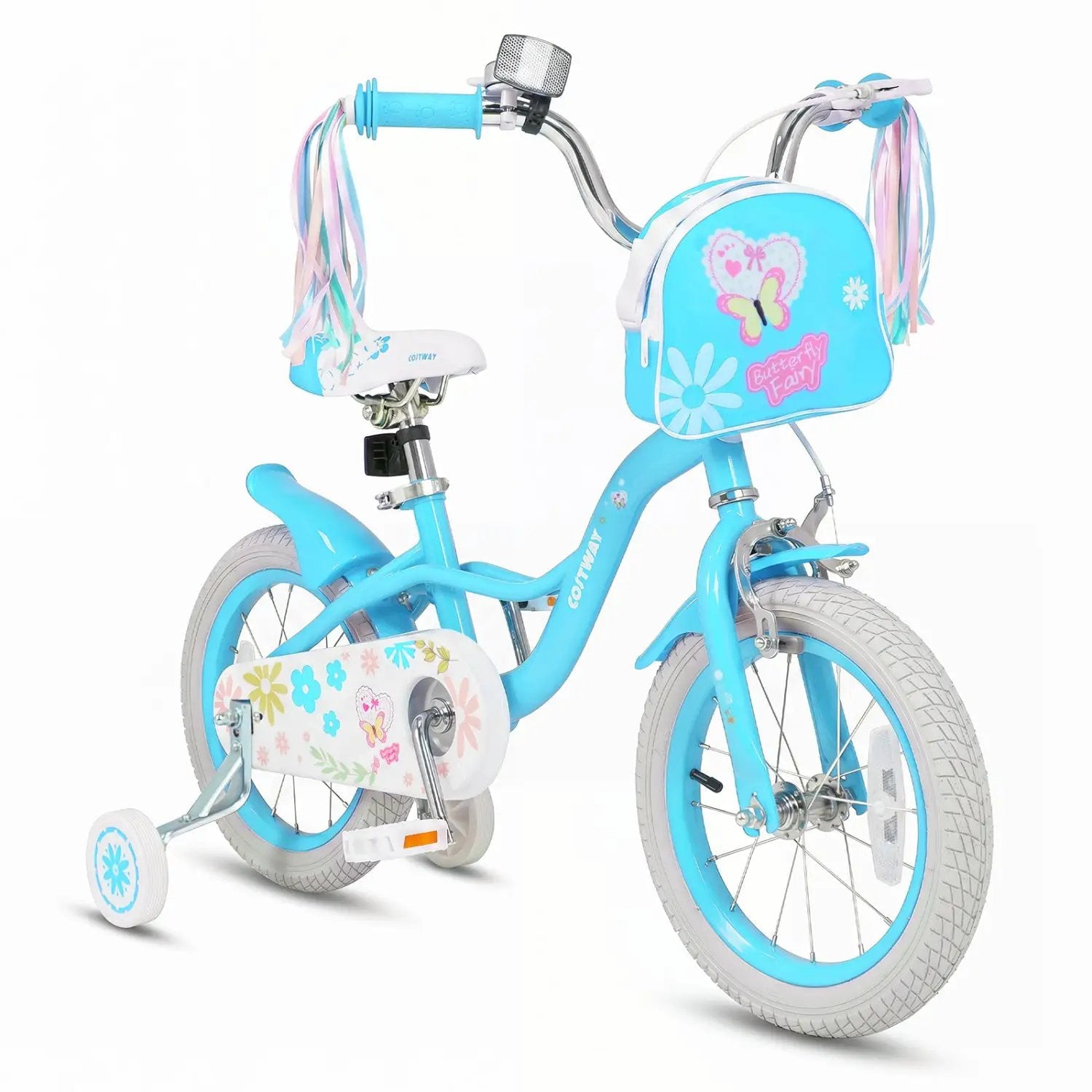 Girls Bike 12-18 Inch with Training Wheels and Front Bag by DirectDeals