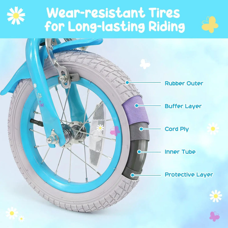 Girls Bike 12-18 Inch with Training Wheels and Front Bag by DirectDeals