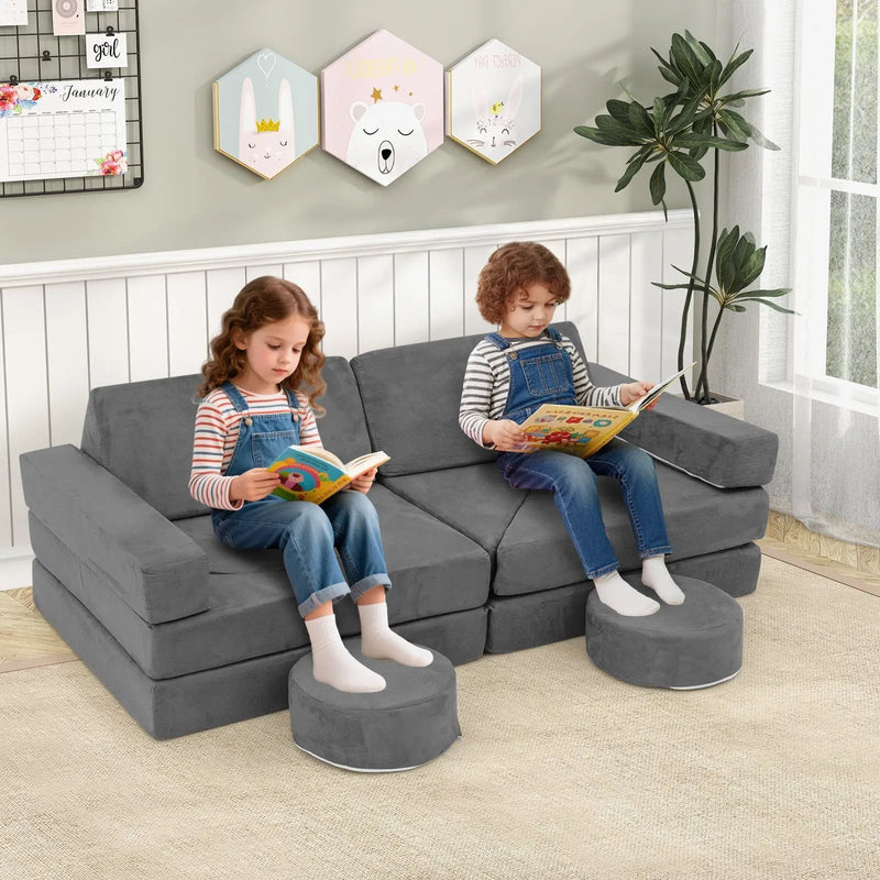 14 PCS Modular Kids Play Couch for Playroom and Bedroom by DirectDeals