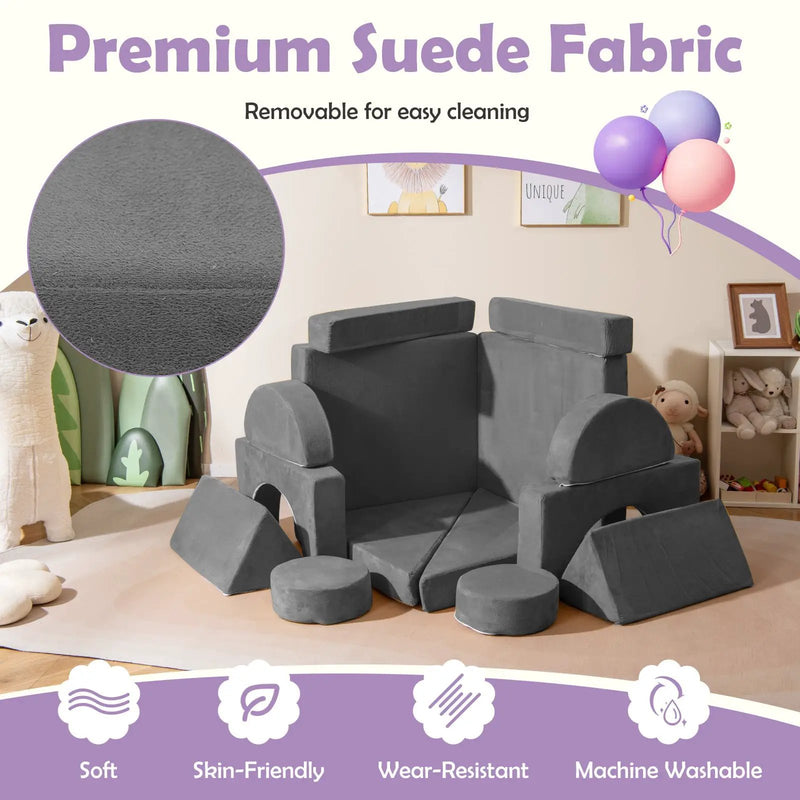14 PCS Modular Kids Play Couch for Playroom and Bedroom by DirectDeals