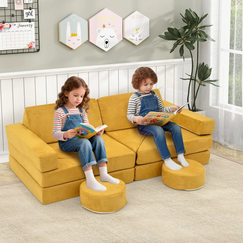14 PCS Modular Kids Play Couch for Playroom and Bedroom by DirectDeals