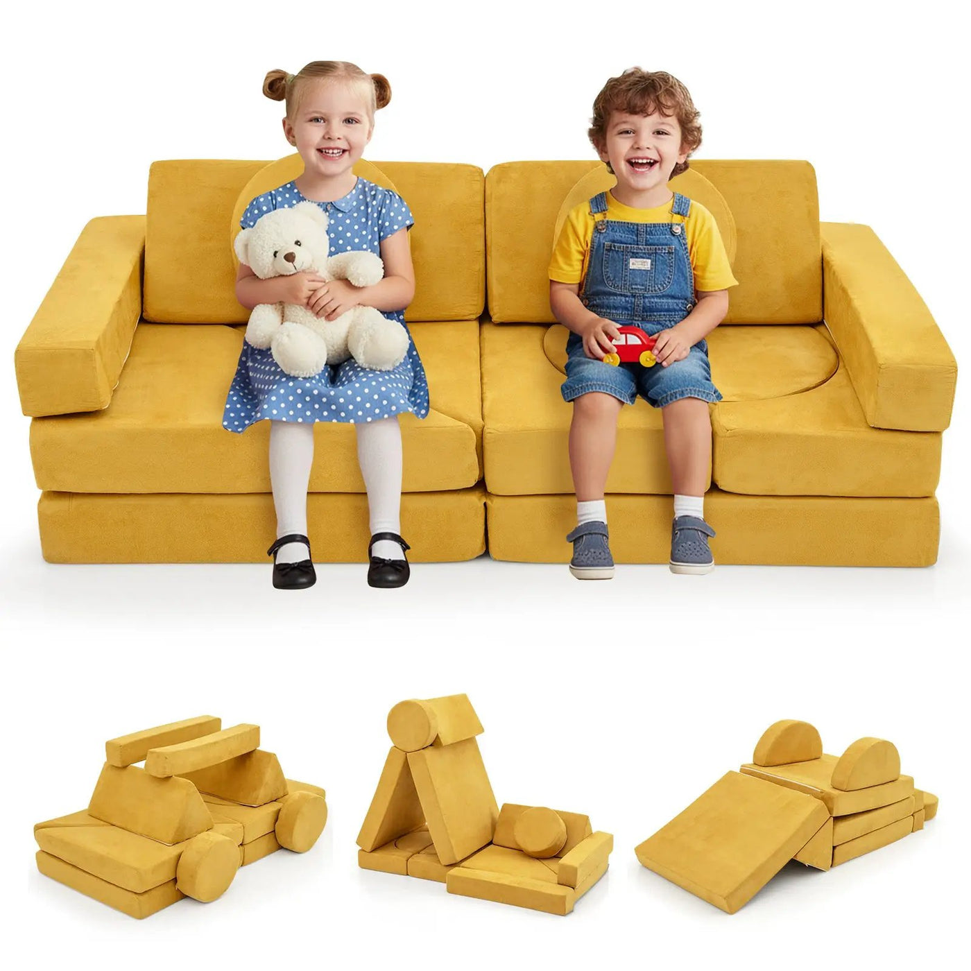 14 PCS Modular Kids Play Couch for Playroom and Bedroom by DirectDeals
