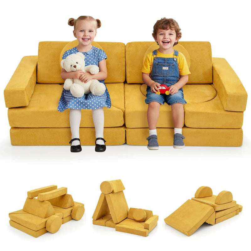 14 PCS Modular Kids Play Couch for Playroom and Bedroom by DirectDeals