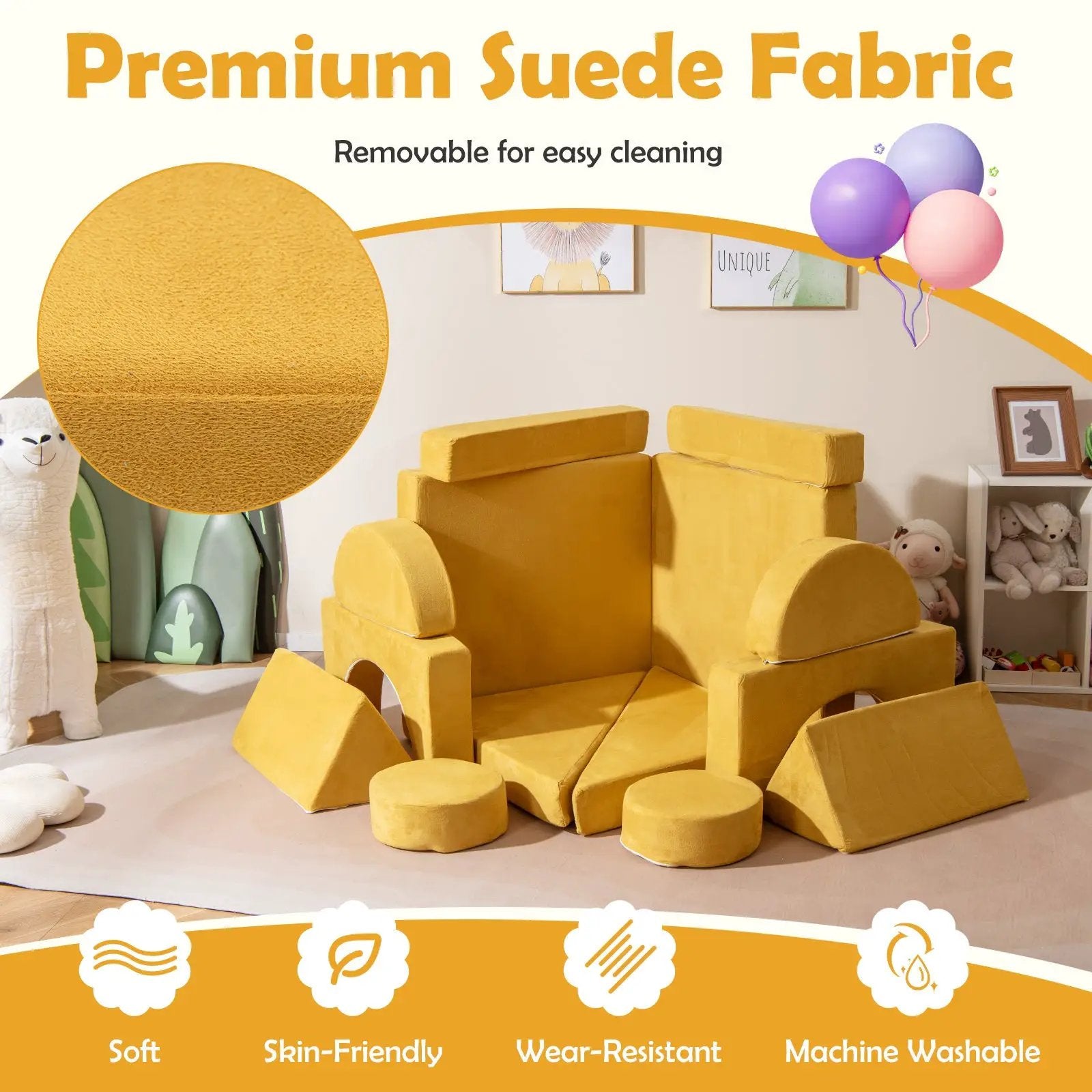 14 PCS Modular Kids Play Couch for Playroom and Bedroom by DirectDeals