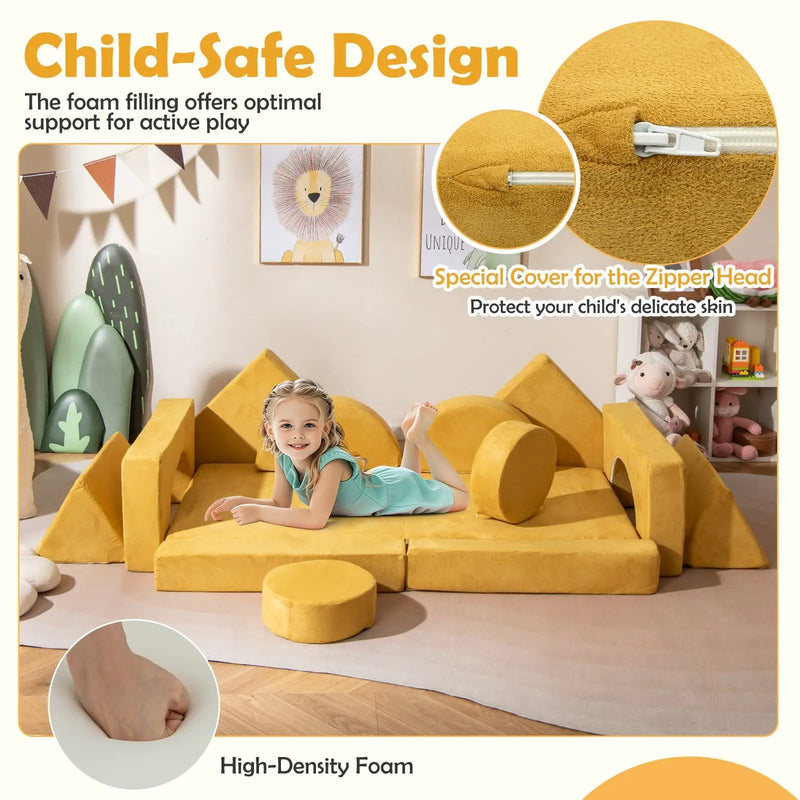 14 PCS Modular Kids Play Couch for Playroom and Bedroom by DirectDeals