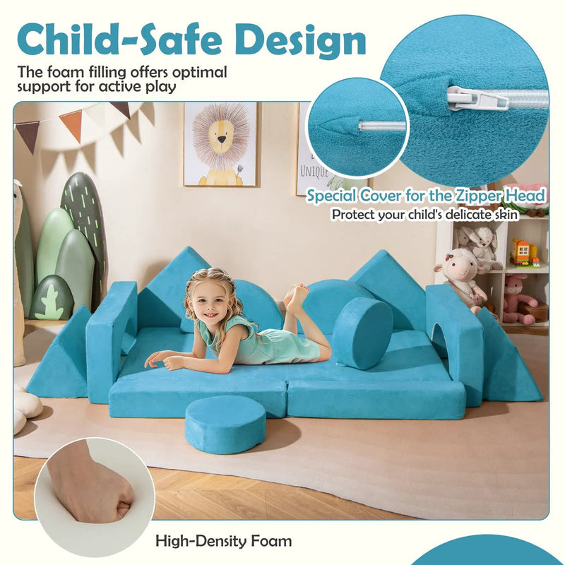 14 PCS Modular Kids Play Couch for Playroom and Bedroom by DirectDeals